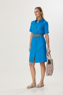 Синее платье морской волны с классическим силуэтом Твой имидж 1585 синий - фото 3