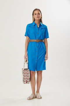 Синее платье морской волны с классическим силуэтом Твой имидж 1585 синий - фото 1