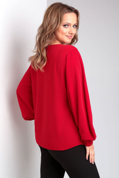 Летняя красная блузка свободного силуэта с пуговицами Таир-Гранд 62438 вишня - фото 2