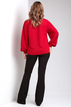 Летняя красная блузка свободного силуэта с пуговицами Таир-Гранд 62438 вишня - фото 5