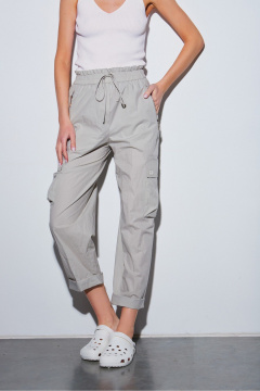 Серовые брюки свободного кроя из хлопковой ткани DAVYDOV 6454 - фото 2