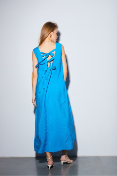 Голубое из легкой вискозной ткани платье с завязками DAVYDOV 9354 - фото 2