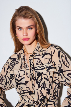 Платье свободного кроя ниже икры с поясом и карманами DAVYDOV 9361 - фото 2