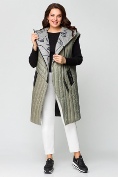 Демисезонный зеленый жилет с капюшоном и прорезными карманами Svetlana-Style 1766 мох - фото 3