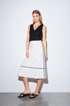 Белый и черный комплект из льняной юбки и жилета DAVYDOV 6443.1 - фото 2