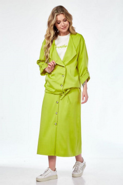 Жакет, футболка, юбка Милора-стиль 1222 салат - фото 2