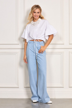 Голубые джинсы из хлопка с классическим силуэтом Rivoli 5199 голубой - фото 2