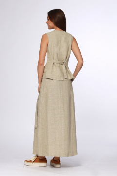 Длинная серая юбка с запахом и бахромой из льна Полинушка 200Бн - фото 4