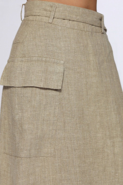 Длинная серая юбка с запахом и бахромой из льна Полинушка 200Бн - фото 5