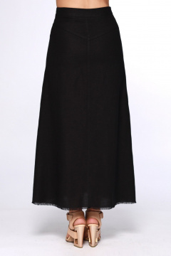 Легкая юбка из льна и вискозы с фигурным клином Полинушка 208мв черный - фото 4
