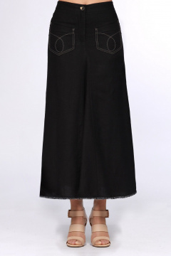 Легкая юбка из льна и вискозы с фигурным клином Полинушка 208мв черный - фото 3