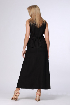 Легкая юбка из льна и вискозы с фигурным клином Полинушка 208мв черный - фото 2