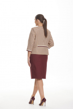 Деловой костюм-тройка из бежевой и красной ткани Elady 3351 бордо - фото 5