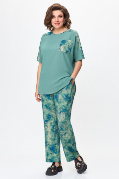 Бирюзовый костюм из туники и брюк из хлопка Svetlana-Style 1567 бирюзовый - фото 1