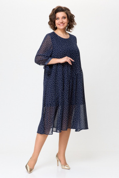 Нарядное шифоновое платье с воланами и стразами Michel chic 2164 синий - фото 2