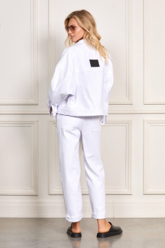 Джинсовый жакет-куртка с вышивкой и кожаной этикеткой Rivoli 8059.1 белый - фото 3