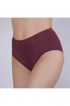 Трусы из хлопкового трикотажа с кружевной передней деталью Verally 1084-1 бургунд - фото 3
