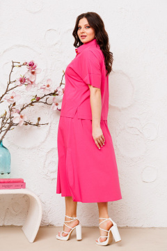 Летний розовый костюм из хлопка с блузкой и юбкой Danaida 2222 малиновый - фото 5