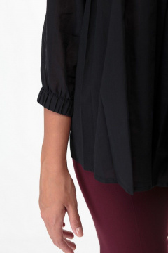 Черная блуза с складками и россыпью камней Anelli 848 черный - фото 5