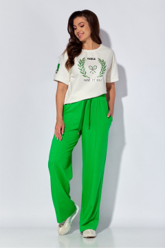 Комплект из брюк палаццо и футболки из трикотажа TAiER 1194-1 молоко - фото 1