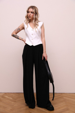 Леновый прилегающий жилет на четыре пуговицы LM КБ5365 жемчужно-белый - фото 5