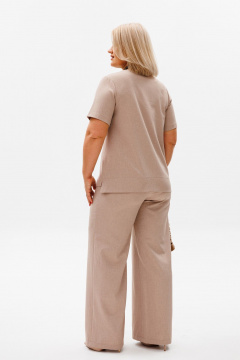 Бежевый костюм из вискозы с пуговицами и брюками Anelli 1401 капучино - фото 4