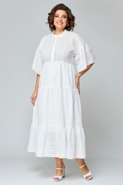 Макси платье из ришелье с ярусной юбкой ANASTASIA MAK 1184 молочный - фото 1