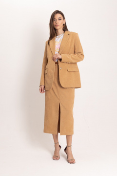 Жакет из вельвета песочного цвета с накладными карманами EZER 1039 - фото 1