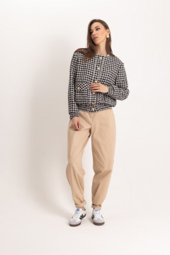 Бежевый бомбер и брюки-бананы в гусиную лапку EZER 2047 - фото 5