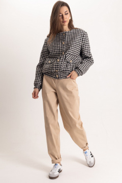 Бежевый бомбер и брюки-бананы в гусиную лапку EZER 2047 - фото 4