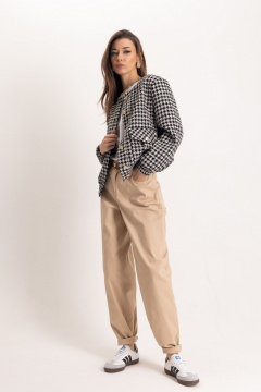 Бежевый бомбер и брюки-бананы в гусиную лапку EZER 2047 - фото 3