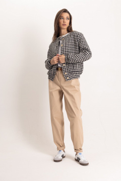 Бежевый бомбер и брюки-бананы в гусиную лапку EZER 2047 - фото 1