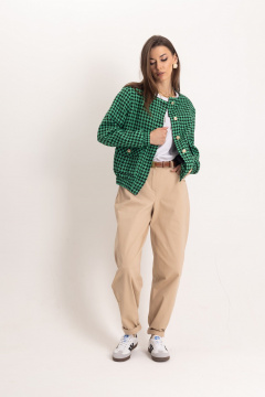 Бежевый и зеленый комплект из бомбера и брюк-бананов EZER 2048 - фото 5
