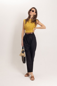 Льняной комплект топ и брюки зауженные к низу в стиле Old Money EZER 2052 - фото 5