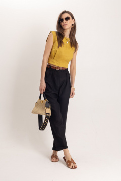 Льняной комплект топ и брюки зауженные к низу в стиле Old Money EZER 2052 - фото 4