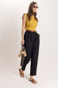 Льняной комплект топ и брюки зауженные к низу в стиле Old Money EZER 2052 - фото 3
