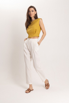 Льняной комплект топ и брюки в стиле Old Money EZER 2053 - фото 4