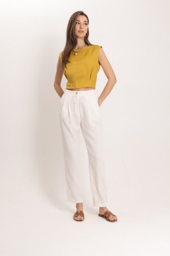 Льняной комплект топ и брюки в стиле Old Money EZER 2053 - фото 3