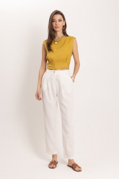 Льняной комплект топ и брюки в стиле Old Money EZER 2053 - фото 1