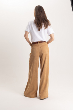 Бежевые вельветовые брюки прямого кроя с карманами EZER 1101 - фото 4
