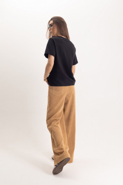 Бежевые вельветовые брюки прямого кроя с карманами EZER 1101 - фото 5
