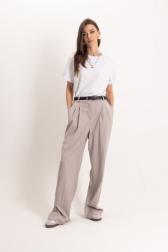 Серые брюки-карандаш со стрелками и высокой посадкой EZER 1105 - фото 2