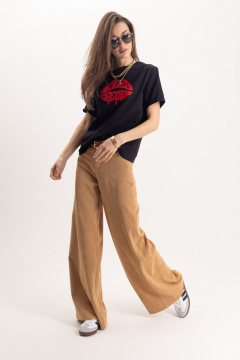 Черная футболка свободного кроя с логотипом спереди EZER 1401 - фото 2