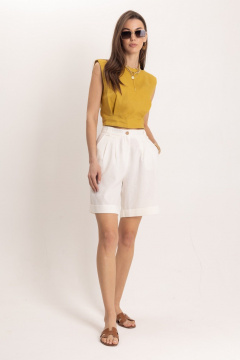 Льняной комплект топ и шорты в стиле Old Money EZER 2074 - фото 1