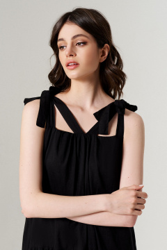 Черный сарафан из хлопка с бретелями и ярусами Панда 135580w черный - фото 2