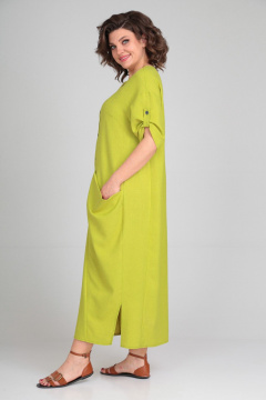 Летнее бохо-платье из искусственного льна с ассиметрией Michel chic 2094/4 лайм - фото 4