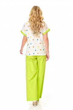 Брючный летний комплект из муслина с поясом и карманами T&N 7517 лайм - фото 5