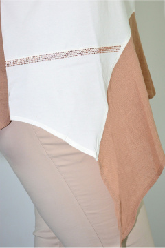 Асимметричная блуза из трикотажа и хлопка с воланом Needle 552 - фото 4