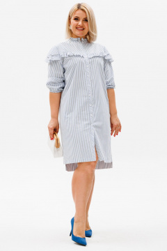 Платье-рубашка с полоской из натурального хлопка Anelli 1343 полоска - фото 2