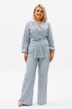 Костюм брюки и жакет из хлопка с резинкой Anelli 1347 перламутр - фото 1